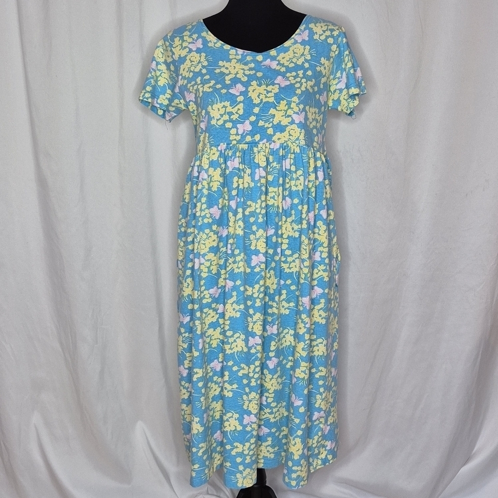 Lilly Pulitzer Vintage Floral Short Sleeve Cotton Dress - Size M  *Flaws